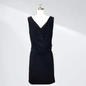White House Black Market Draped V Neck Dress with Pink Crystal Accents 4 Small