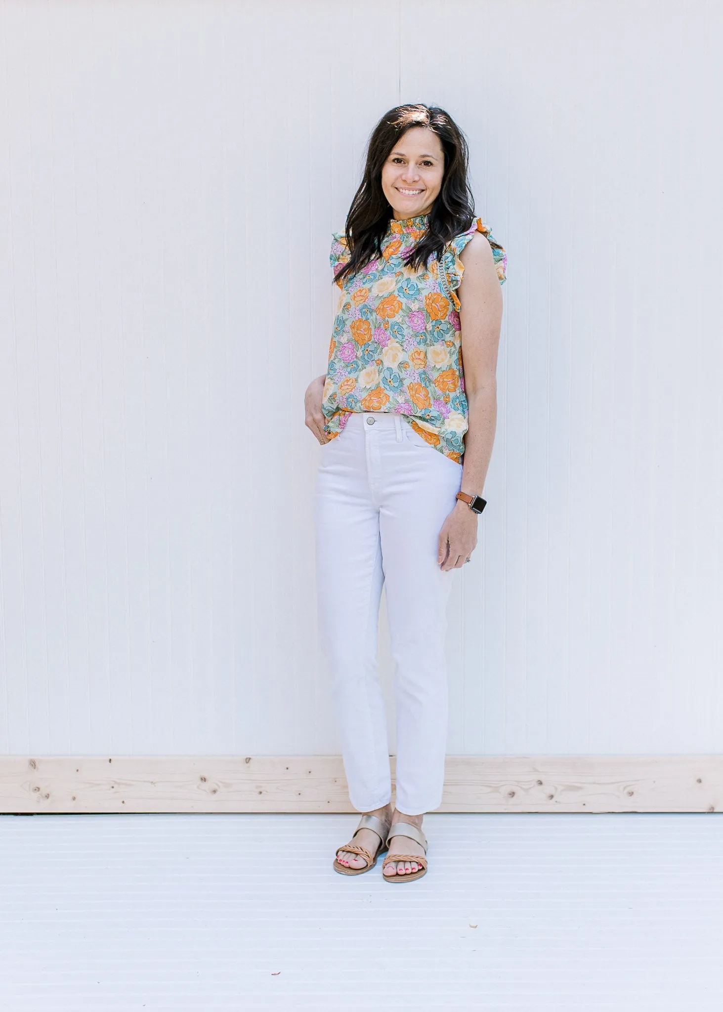 X Orange and Yellow Floral Top