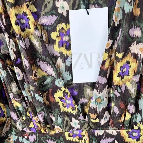 ZARA Floral Empire Waist Dress Size Small NWT