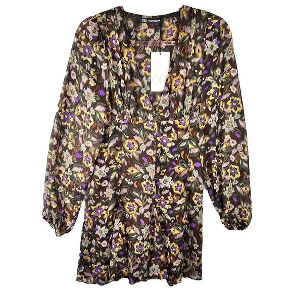ZARA Floral Empire Waist Dress Size Small NWT