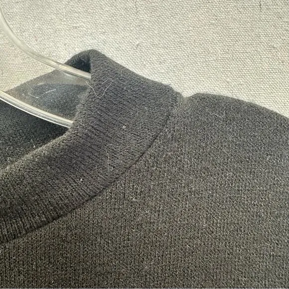 Zara puff sleeve black heavy knit mock neck tiered midi dress size medium